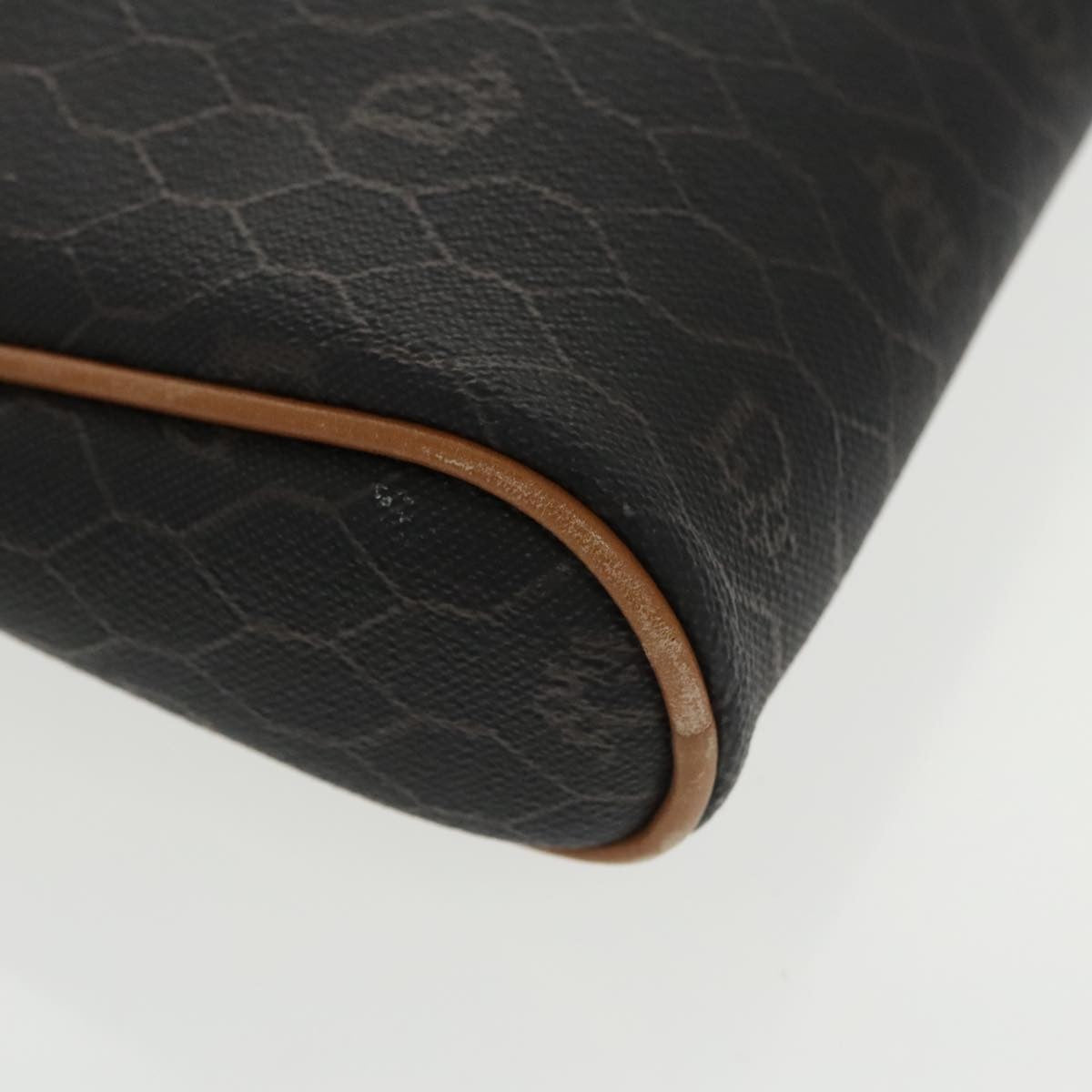 Christian Dior Vintage Honeycomb Zip Pouch Coated Canvas, BLACK, CANVAS, Clutche & pouche