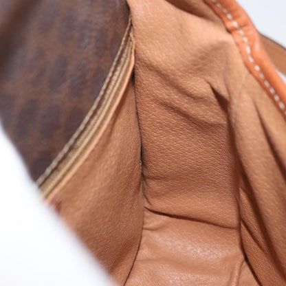 Celine Vintage Macadam Circle Logo Shoulder Bag Canvas and Leather, Brown, Canvas, Shoulder Bag