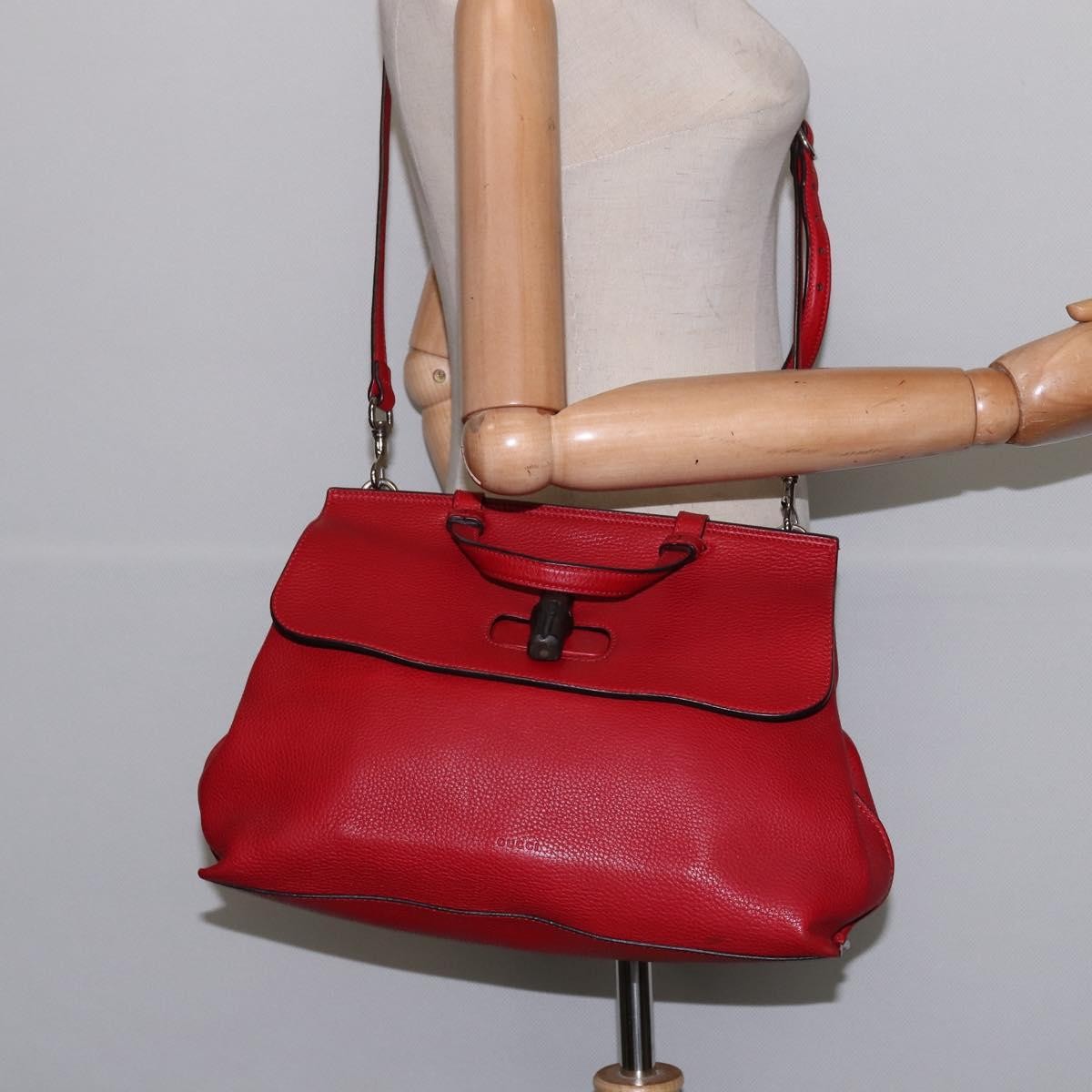 Gucci Bamboo Daily Top Handle Bag Leather, RED, LEATHER, Handbag
