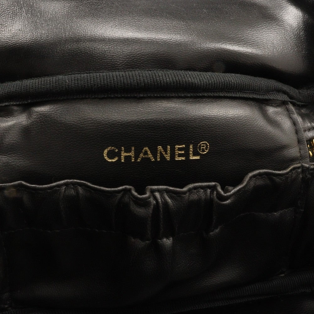 Chanel Vintage Cosmetic Case Lambskin, BLACK, LEATHER, Clutche & pouche