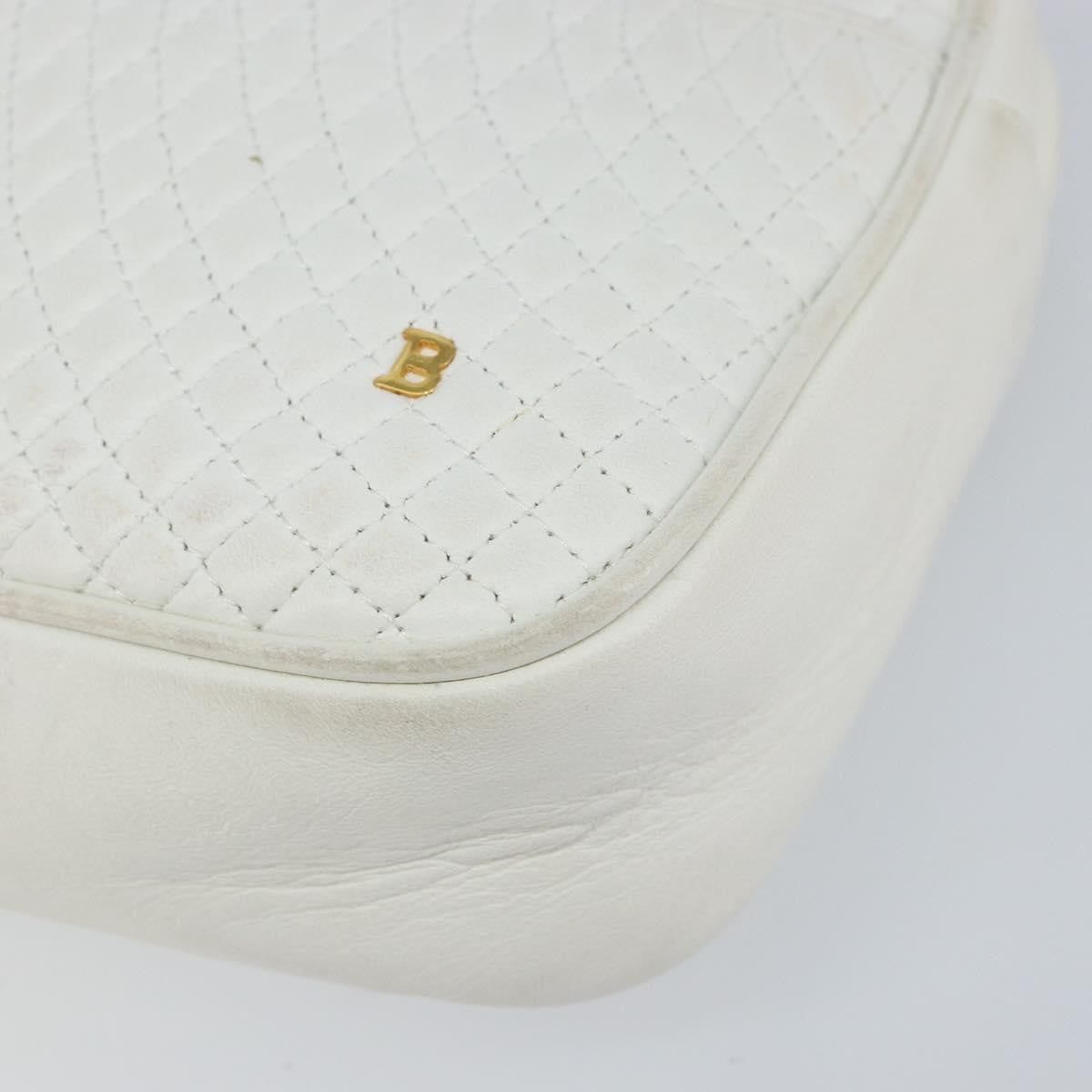Bally Vintage Chain Shoulder Bag Quilted Leather, WHITE, LEATHER, Shoulder bag