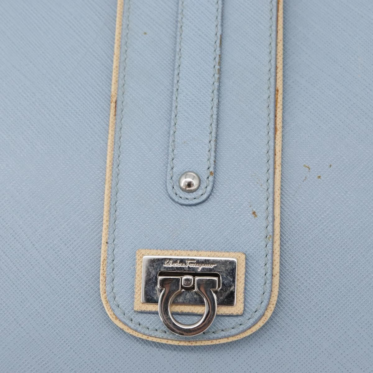 Salvatore Ferragamo Gancini Shoulder Bag Leather, BLUE, LEATHER, Shoulder bag