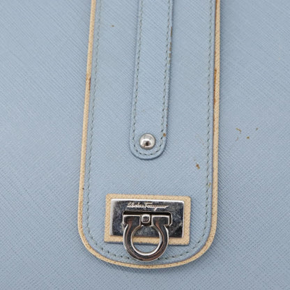 Salvatore Ferragamo Gancini Shoulder Bag Leather, BLUE, LEATHER, Shoulder bag