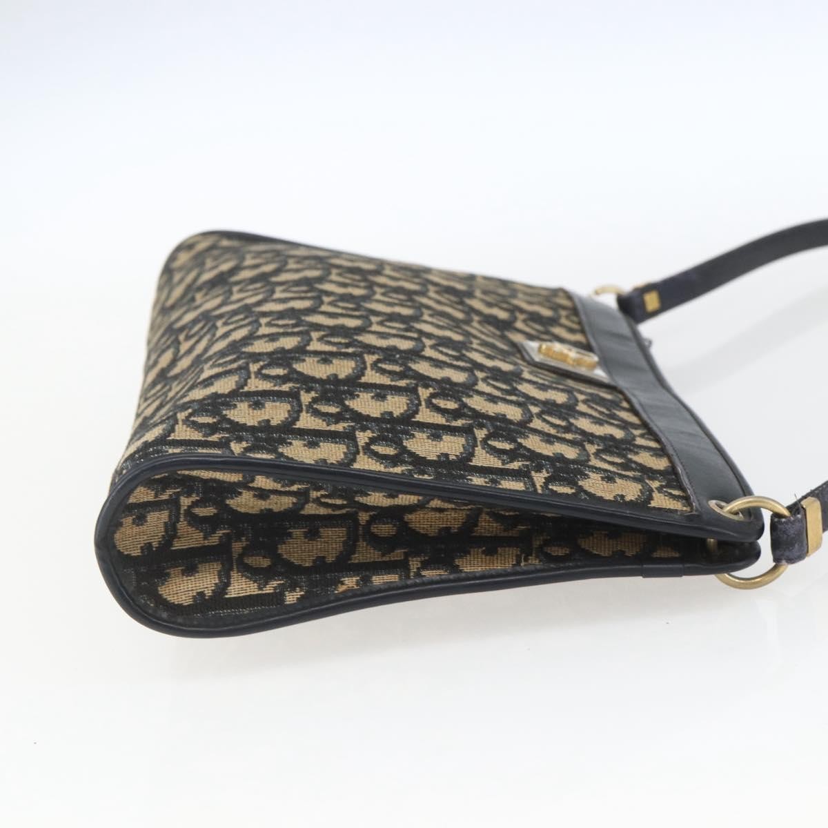 Christian Dior Vintage Trotter Shoulder Bag Canvas, NAVY, CANVAS, Shoulder bag