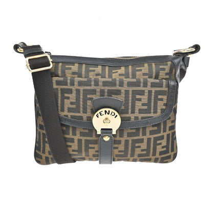 Fendi Chef Zip Crossbody Bag Zucca Canvas, BROWN, CANVAS, Shoulder bag