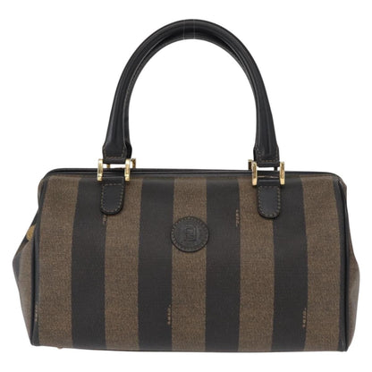 Fendi Vintage Pequin Convertible Boston Bag Coated Canvas, BROWN, CANVAS, Travel bag