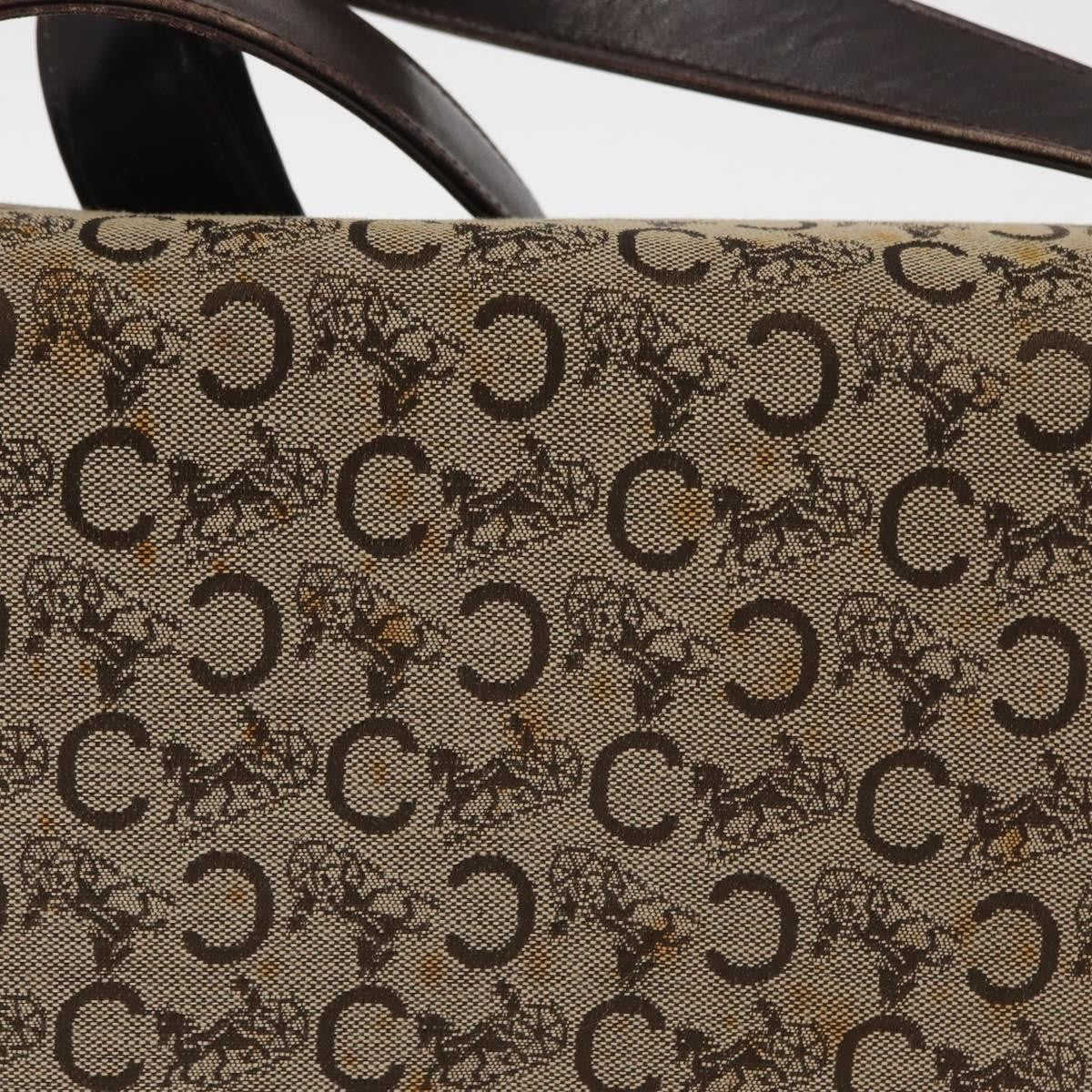 Celine Vintage Horse Carriage C Macadam Shoulder Bag Canvas and Leather, BEIGE, CANVAS, Shoulder bag