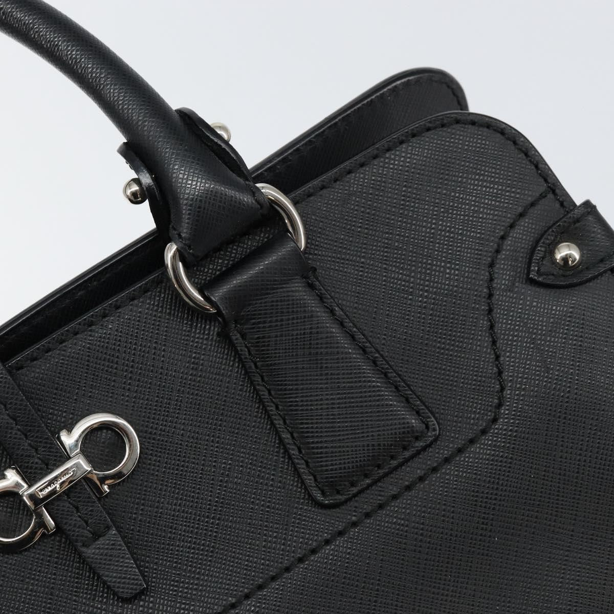 Salvatore Ferragamo Gancini handbag Leather, BLACK, LEATHER, Handbag
