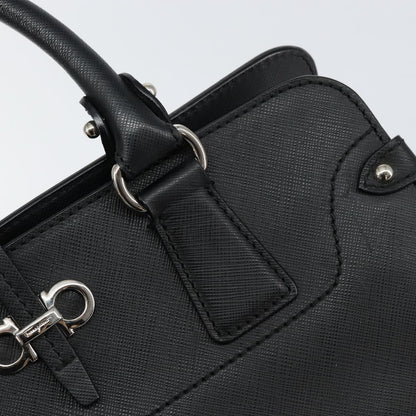 Salvatore Ferragamo Gancini handbag Leather, BLACK, LEATHER, Handbag