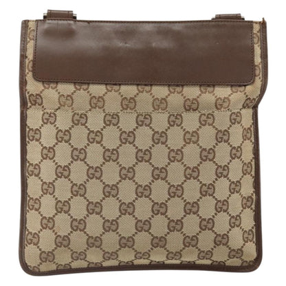 Gucci Vintage Flat Messenger Bag GG Canvas and Leather, BEIGE, CANVAS, Shoulder bag
