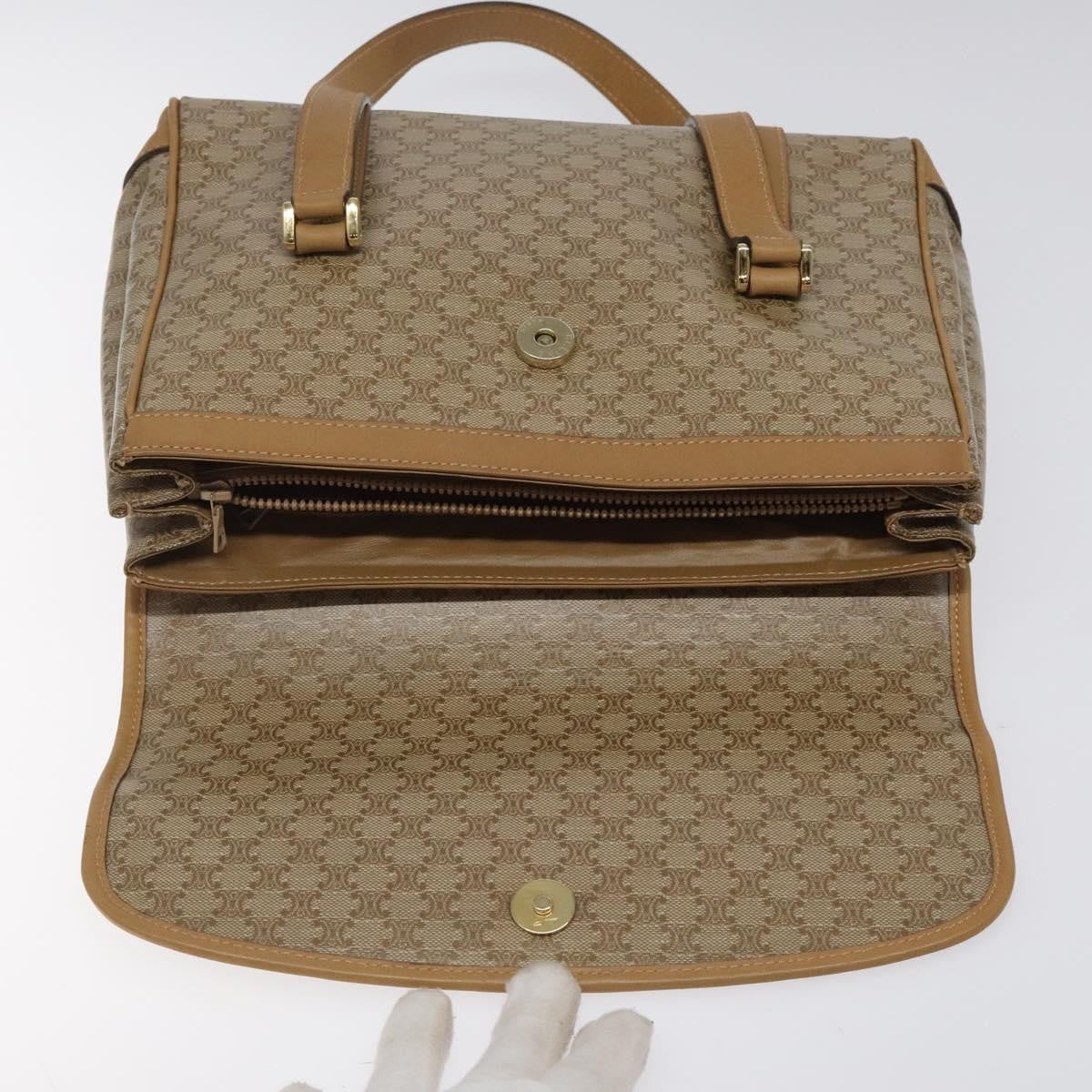 Celine Vintage Macadam Handbag Canvas, BEIGE, CANVAS, Handbag