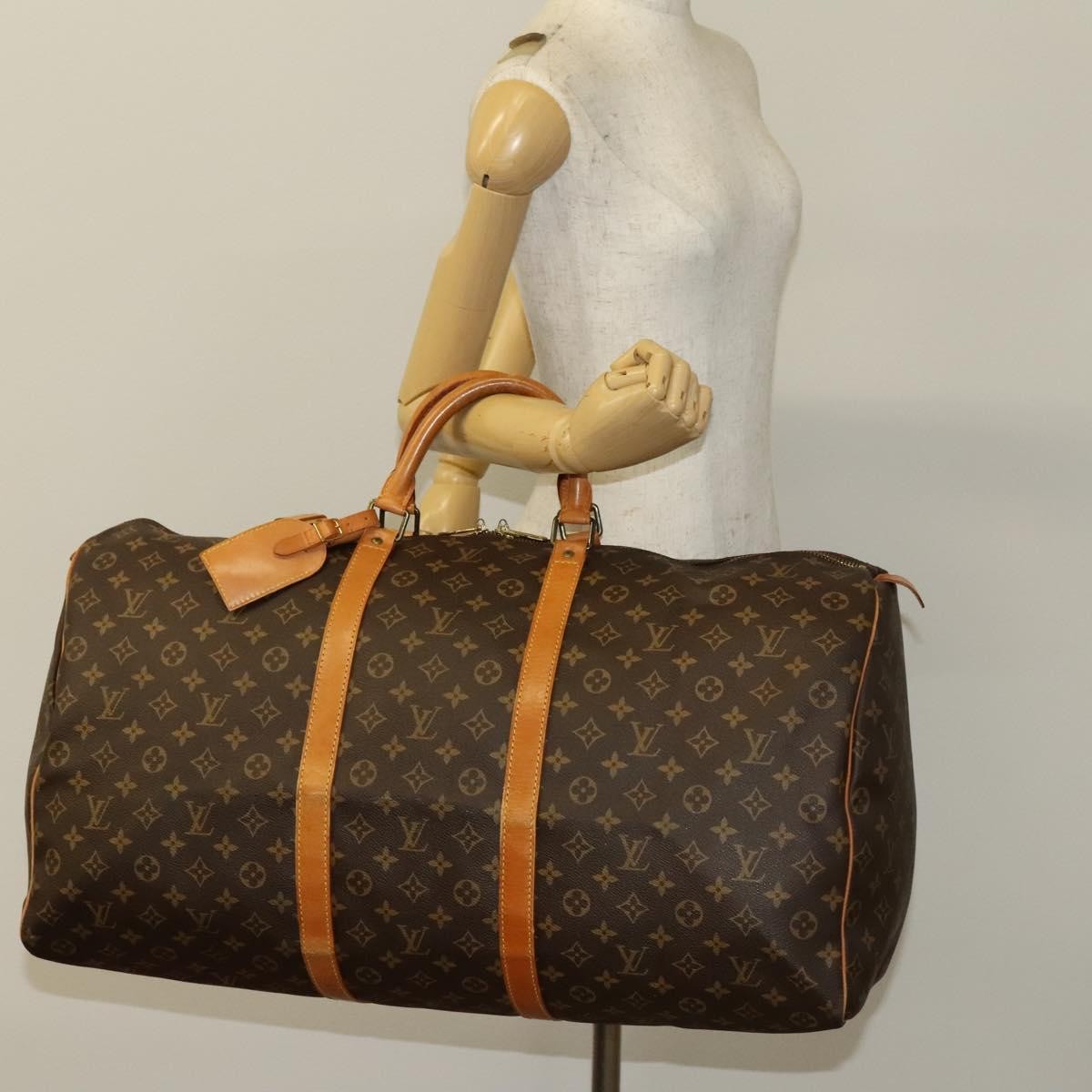 Louis Vuitton Keepall Bag Monogram Canvas, BROWN, CANVAS, Travel bag