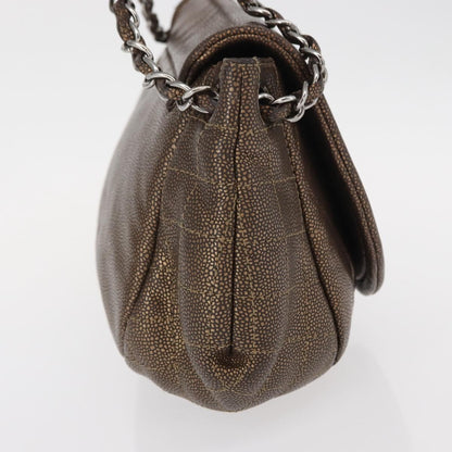 Chanel Timeless Half Moon Flap Bag Caviar, BROWN, LEATHER, Shoulder bag