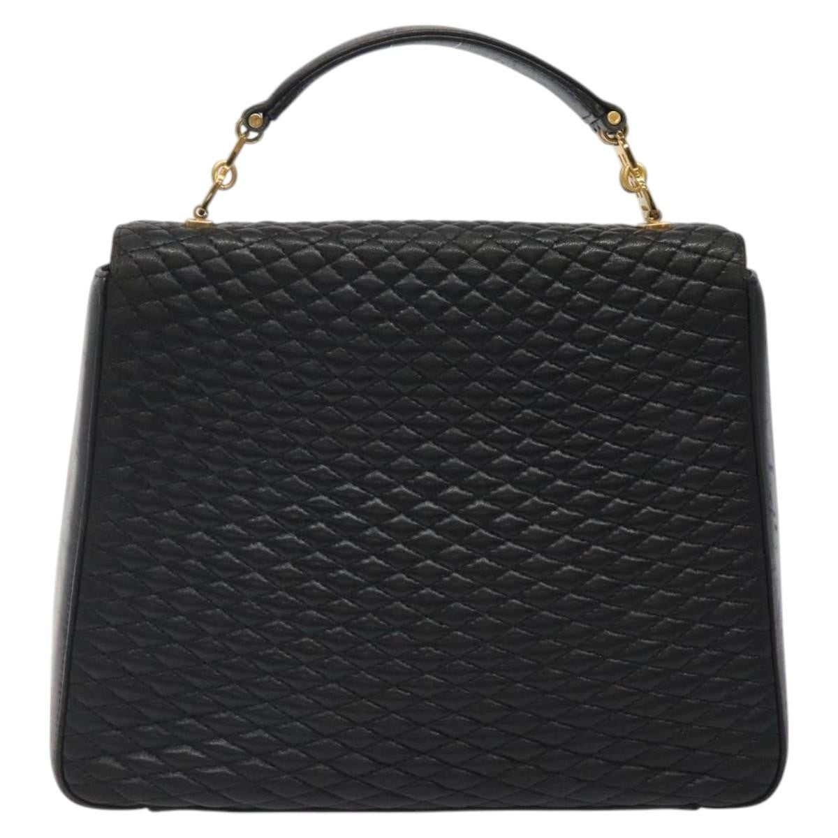 Bally Vintage Flap Handbag Quilted Leather, BLACK, LEATHER, Handbag