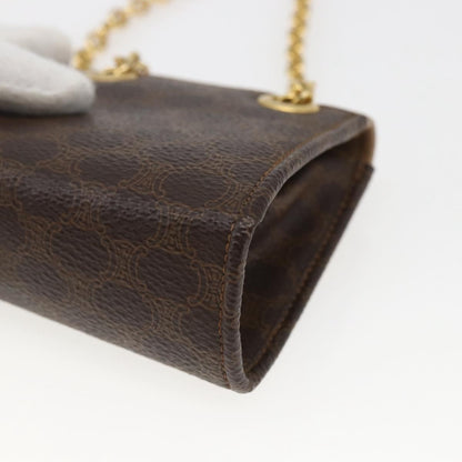 Celine Vintage Macadam Shoulder Bag Canvas and Leather, BROWN, CANVAS, Shoulder bag