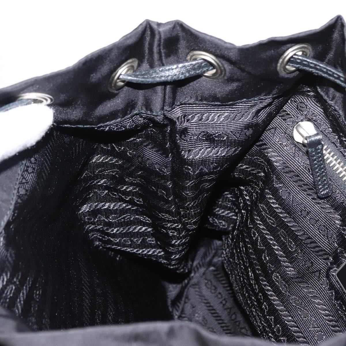 Prada Double Pocket Drawstring Shoulder Bag Tessuto, Black, Nylon, Shoulder Bag