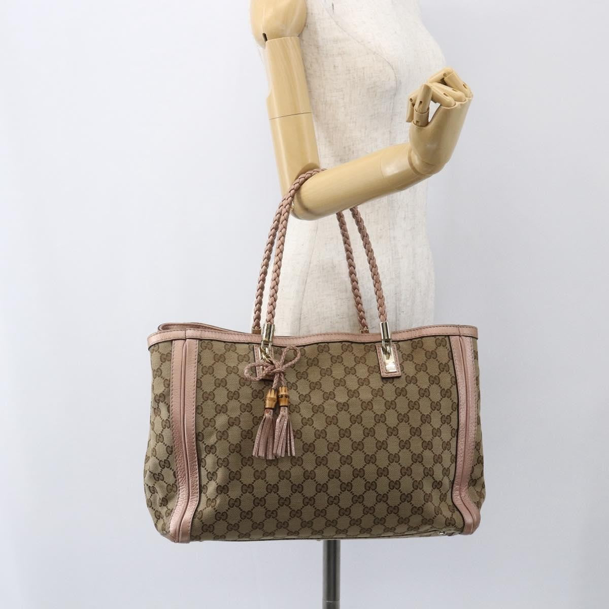 Gucci Bella Tote GG Canvas with Leather, BEIGE, CANVAS, Tote bag
