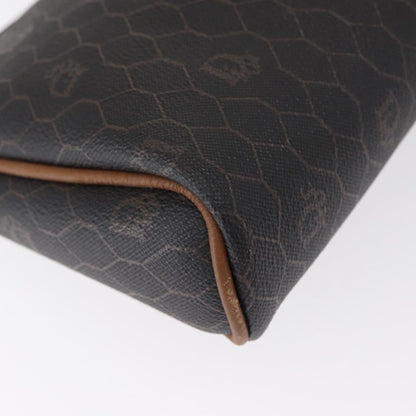 Christian Dior Vintage Honeycomb Zip Pouch Coated Canvas, BLACK, PVC, Clutche & pouche
