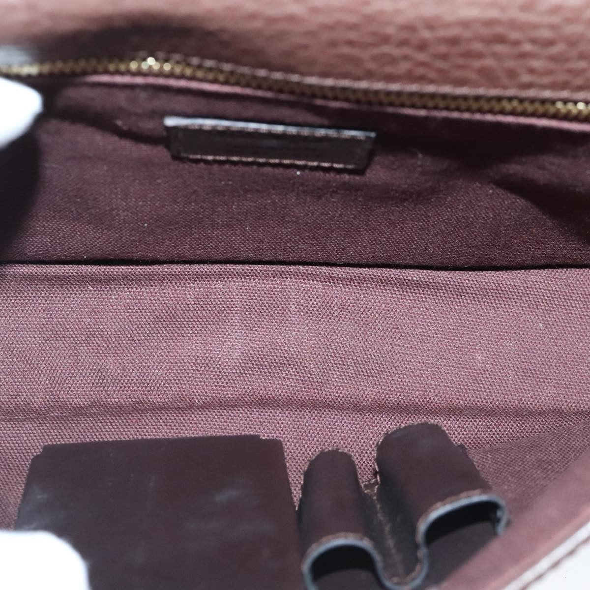 Salvatore Ferragamo Gancini Pouch Leather, BROWN, LEATHER, Clutche & pouche