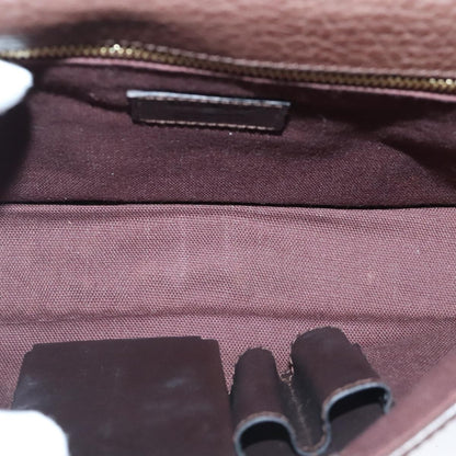 Salvatore Ferragamo Gancini Pouch Leather, BROWN, LEATHER, Clutche & pouche