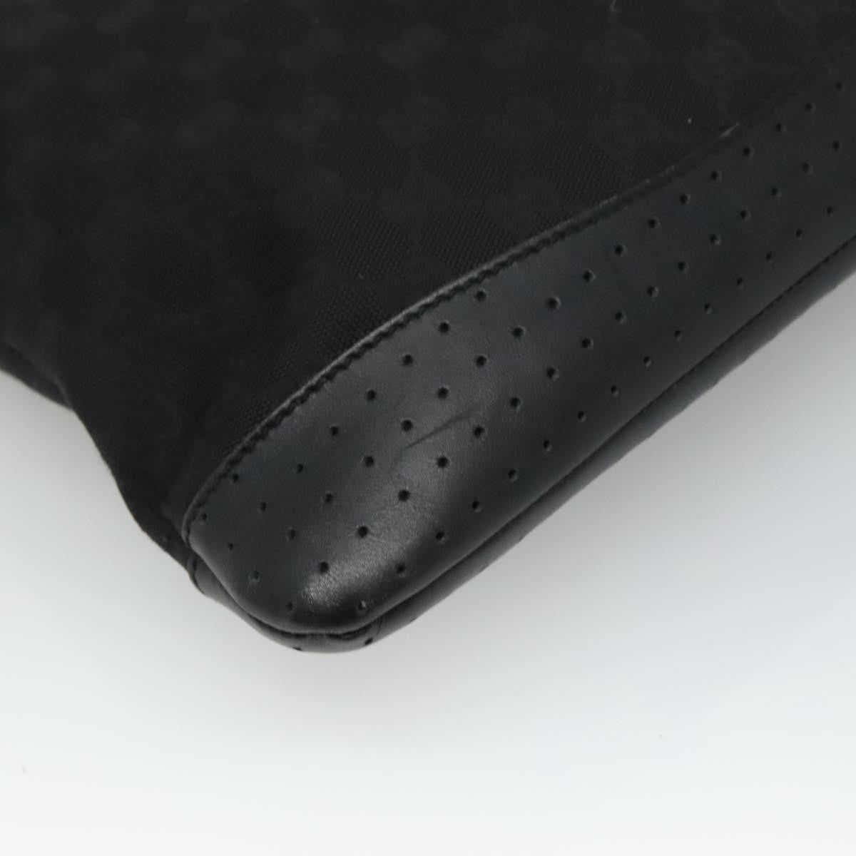 Gucci Zip Messenger Bag GG Canvas with Perforated Leather, BLACK, CANVAS, Shoulder bag