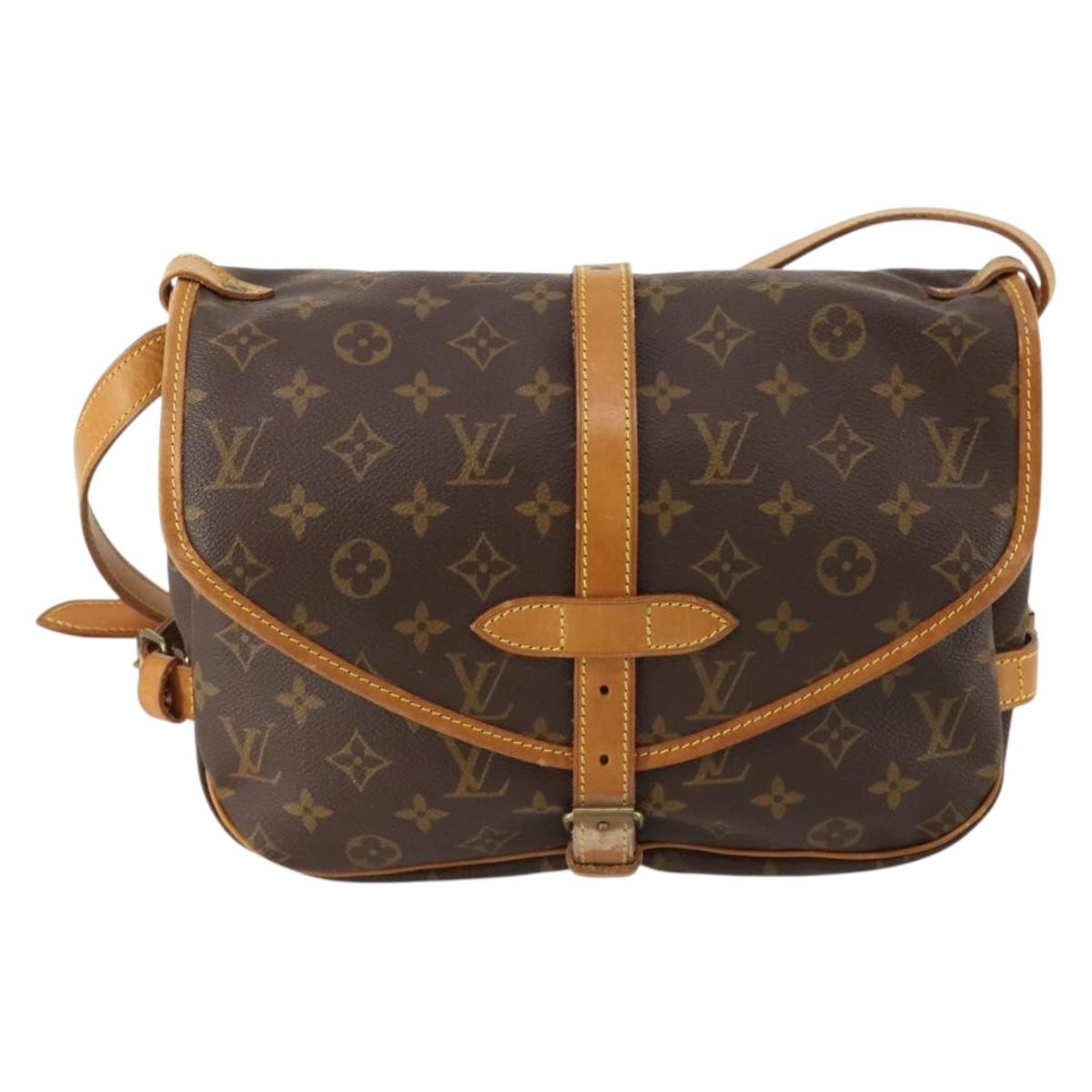 Louis Vuitton Saumur Handbag Monogram Canvas, Brown, Canvas, Shoulder Bag