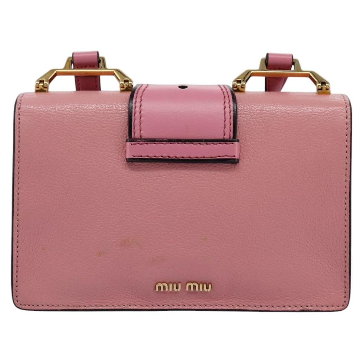 Miu Miu Madras Crystal Buckle Shoulder Bag Leather, PINK, LEATHER, Shoulder bag