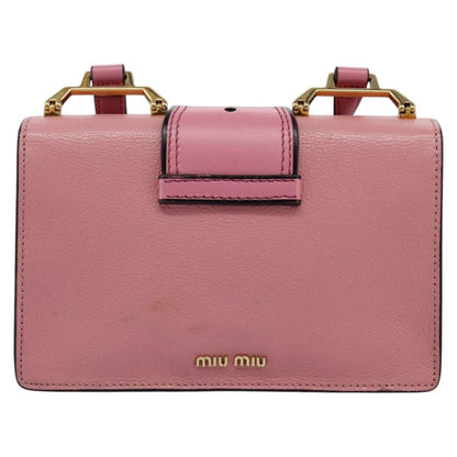 Miu Miu Madras Crystal Buckle Shoulder Bag Leather, PINK, LEATHER, Shoulder bag