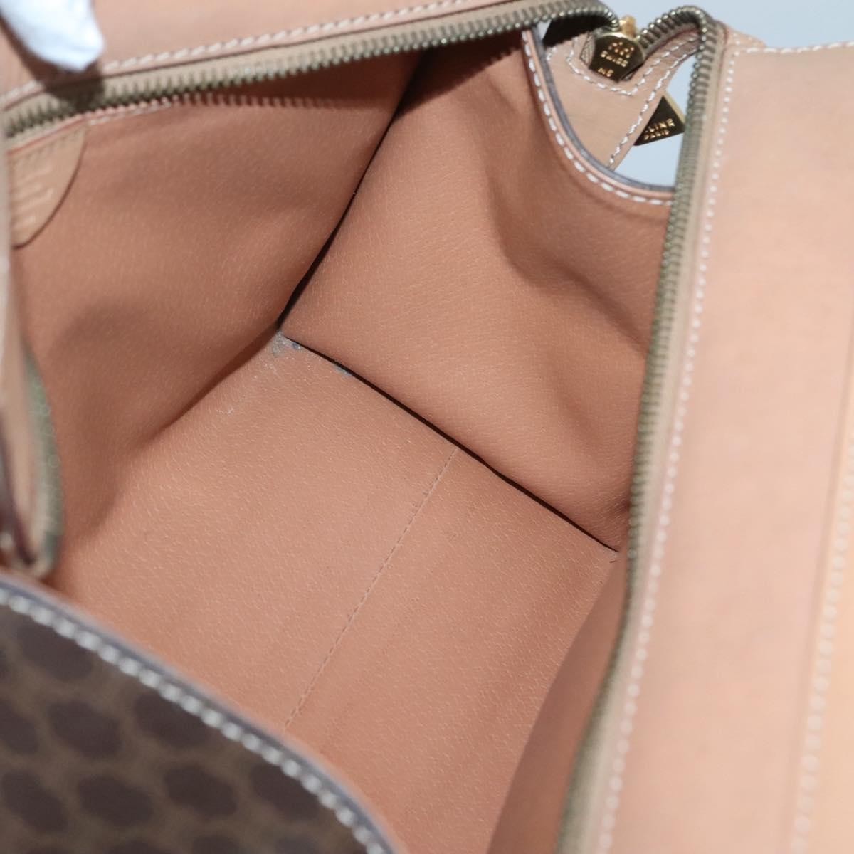 Celine Vintage Macadam Handbag Canvas and Leather, BROWN, CANVAS, Handbag