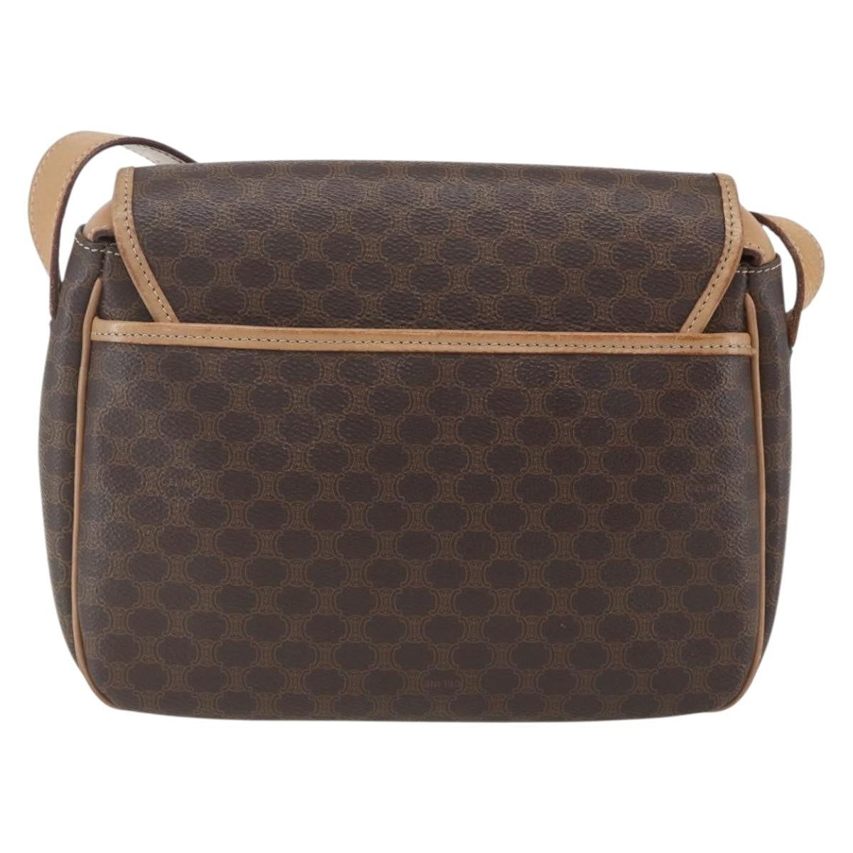 Celine Vintage Macadam Shoulder Bag Canvas and Leather, BROWN, CANVAS, Shoulder bag