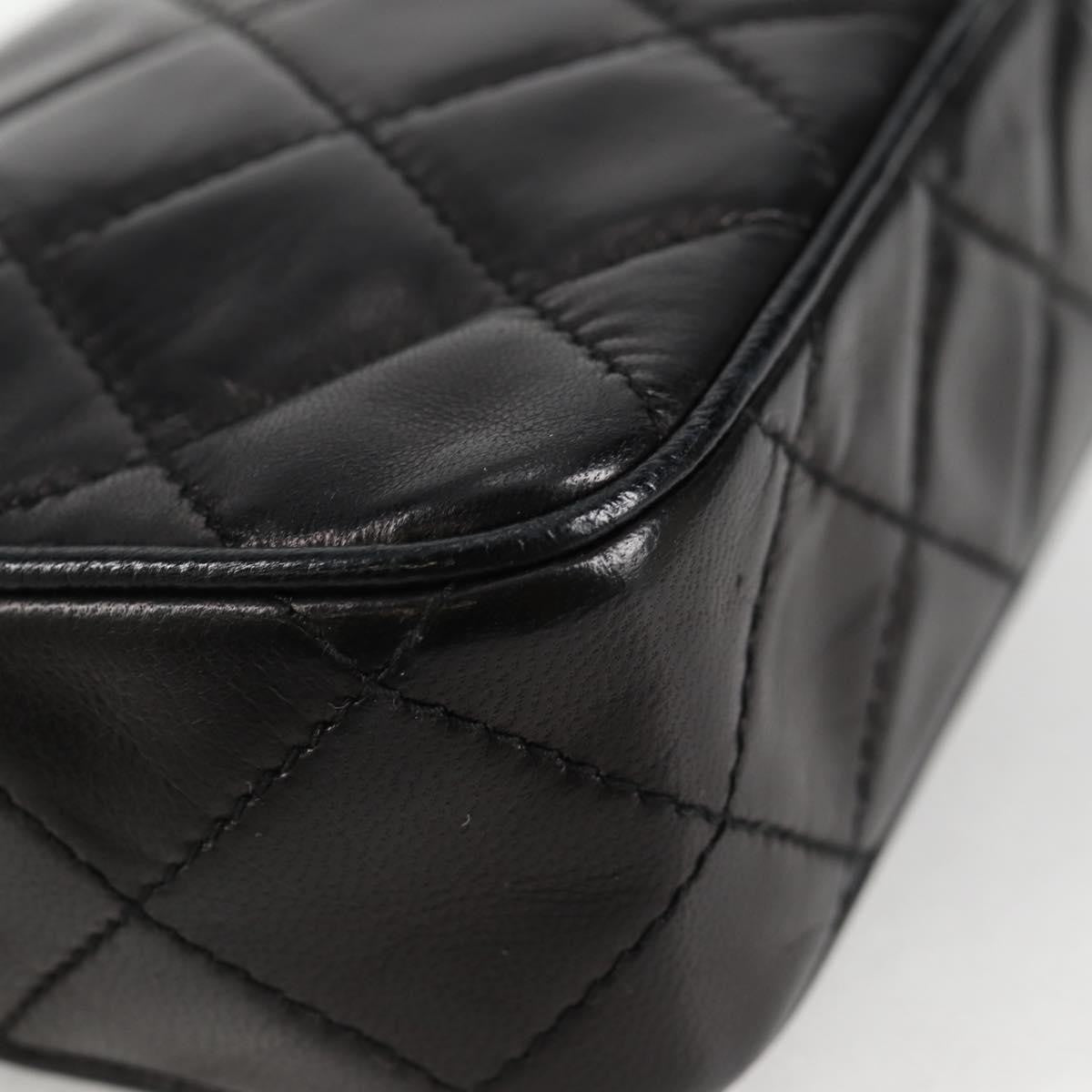 Chanel Vintage Diamond CC Camera Bag Quilted Lambskin, Black, Leather, Clutch