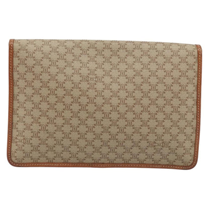 Celine Macadam Pochette Canvas and Leather, BEIGE, CANVAS, Clutche & pouche