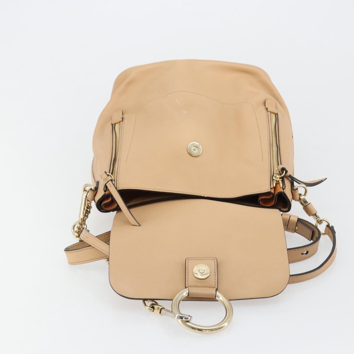 Chloe Faye Backpack Suede with Applique, Beige, Leather, Backpack