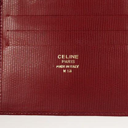 Celine Circle Logo Compact Wallet Leather, RED, LEATHER, Wallets