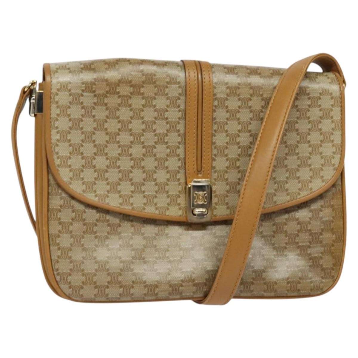 Celine Macadam Shoulder Bag PVC Leather, BEIGE, CANVAS, Shoulder bag