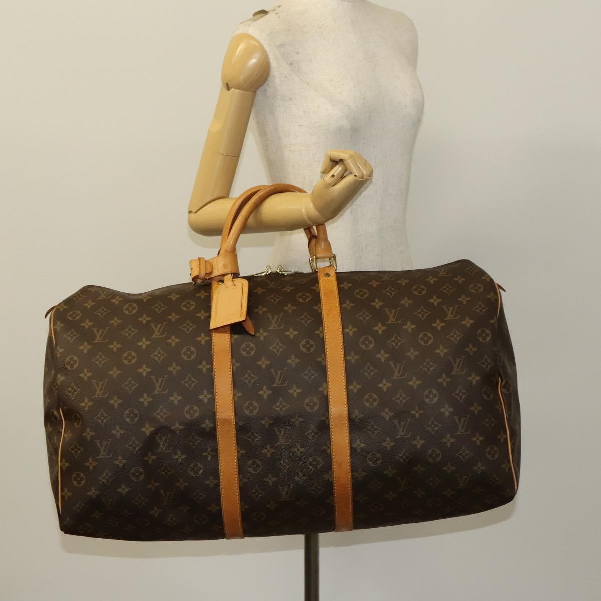 Louis Vuitton Keepall Bag Monogram Canvas, BROWN, CANVAS, Travel bag