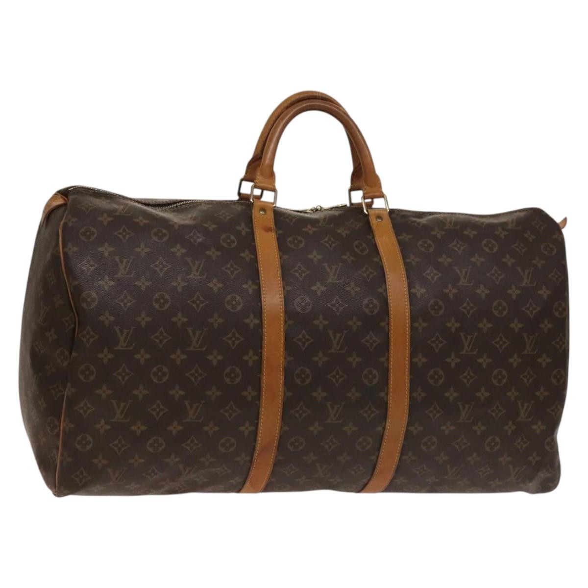 Louis Vuitton Keepall Bag Monogram Canvas, BROWN, CANVAS, Travel bag