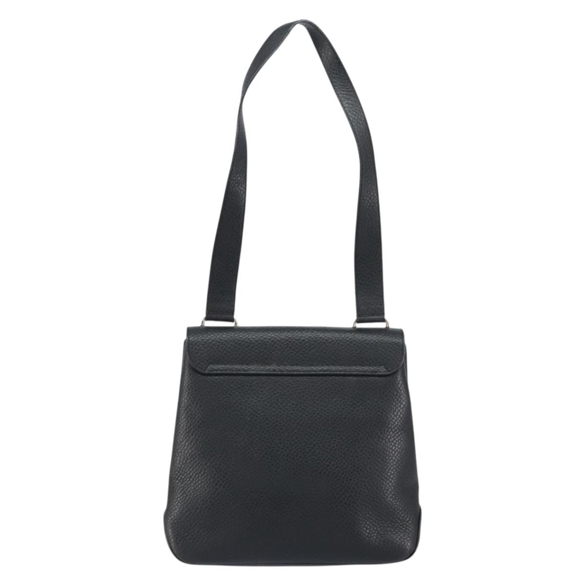 Salvatore Ferragamo Gancini Shoulder Bag Leather, BLACK, LEATHER, Shoulder bag
