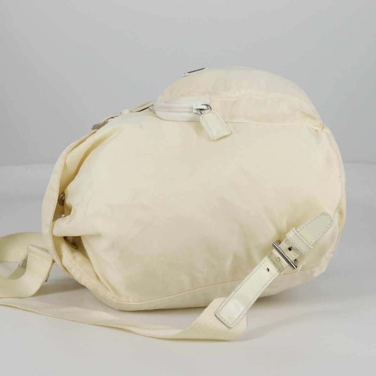 Prada Front Pocket Buckle Backpack Nylon, ECRU, NYLON, Backpack