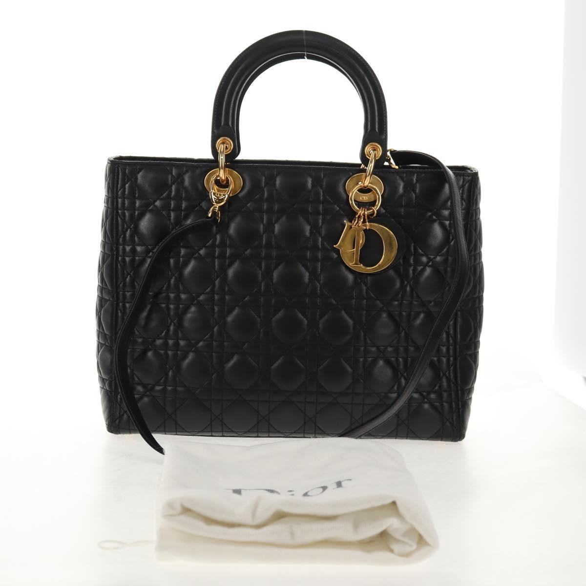 Christian Dior Vintage Lady Dior Bag Cannage Quilt Lambskin, BLACK, LEATHER, Handbag