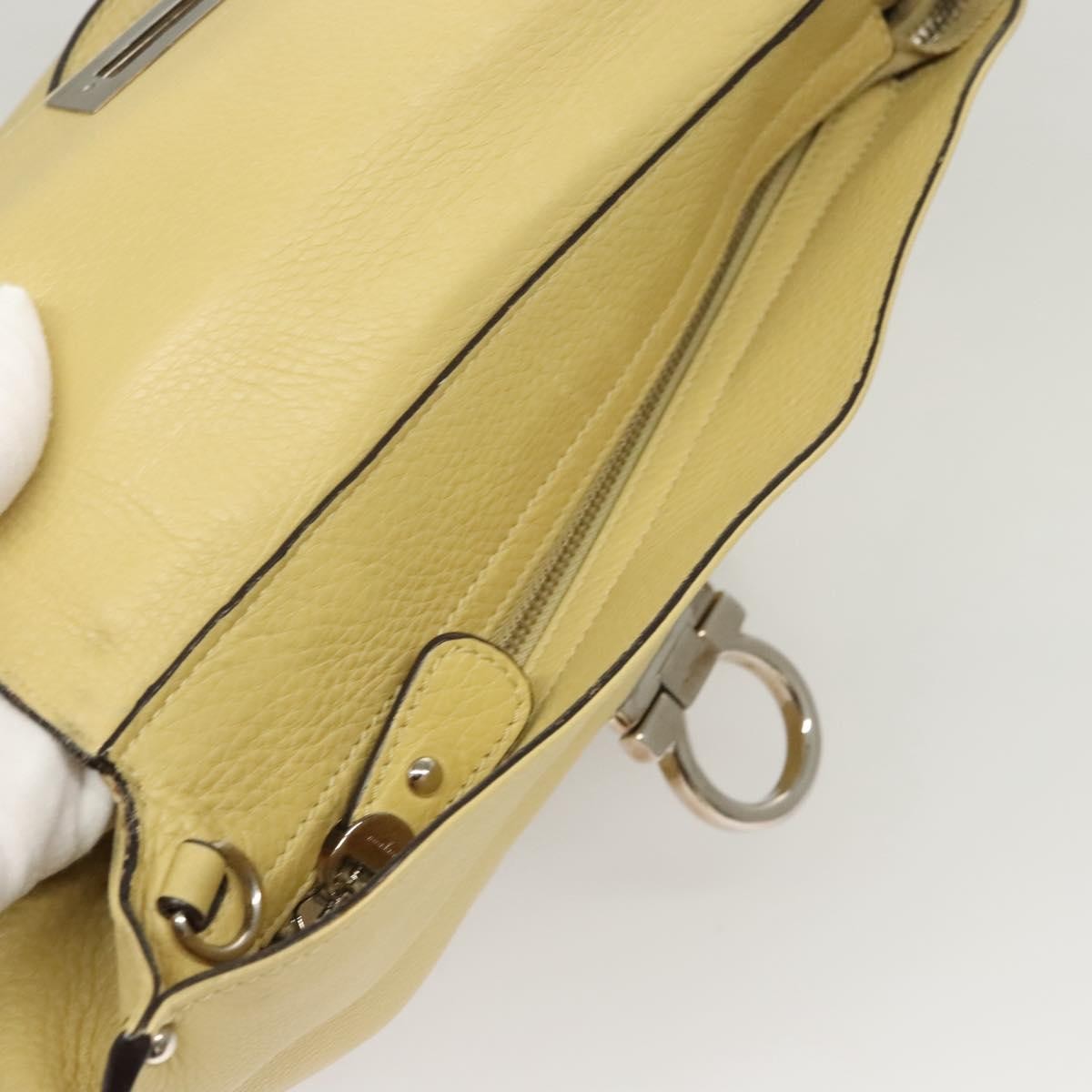 Salvatore Ferragamo Gancini handbag Leather, YELLOW, LEATHER, Handbag