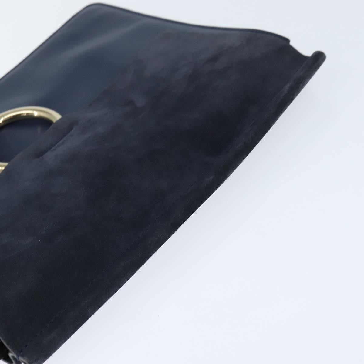 Chloe Faye Shoulder Bag Leather and Suede, NAVY, LEATHER, Shoulder bag