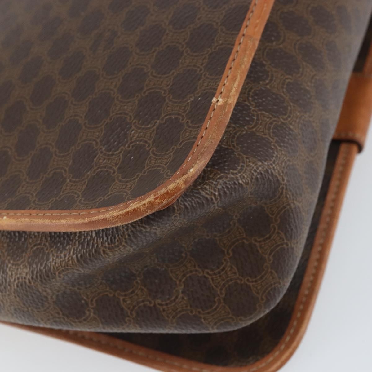 Celine Vintage Macadam Shoulder Bag Canvas and Leather, BROWN, CANVAS, Shoulder bag