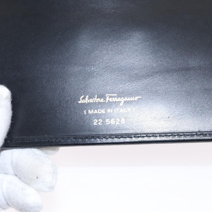 Salvatore Ferragamo Gancini Flap Wallet Leather, BLACK, LEATHER, Wallets
