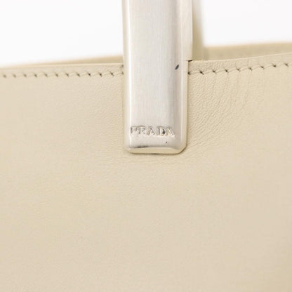 Prada Vintage Tote Leather, WHITE, LEATHER, Handbag