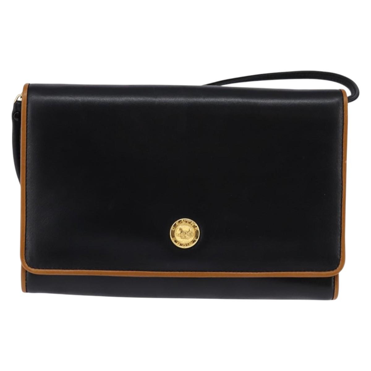 Celine Shoulder Bag Leather, BLACK, LEATHER, Shoulder bag