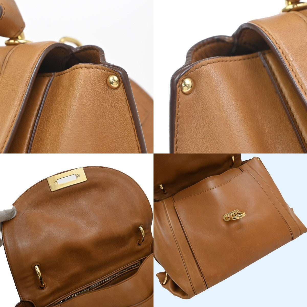 Salvatore Ferragamo Suzanna Satchel Smooth Leather, BROWN, LEATHER, Handbag