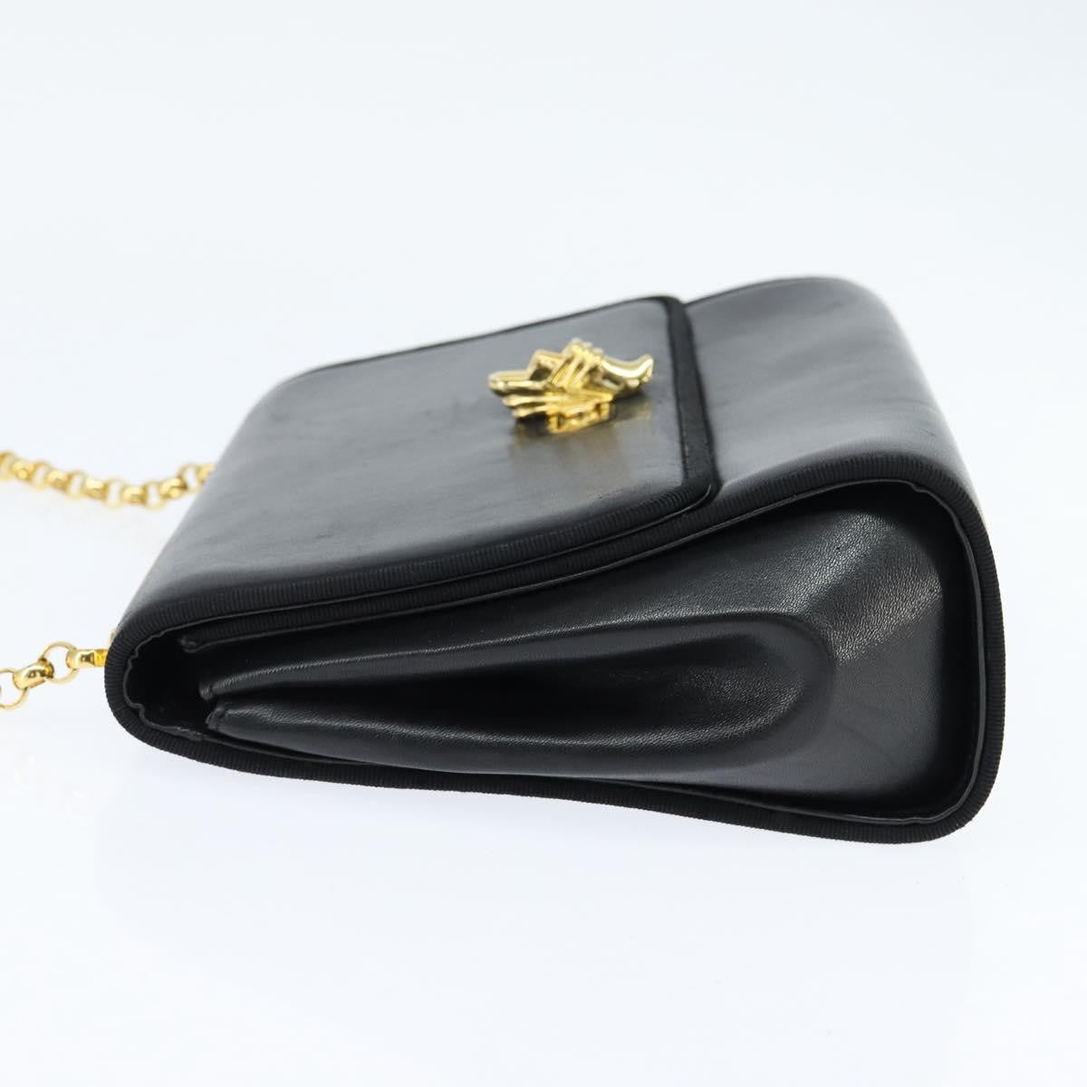 Salvatore Ferragamo Chain Flap Shoulder Bag Leather, BLACK, LEATHER, Shoulder bag