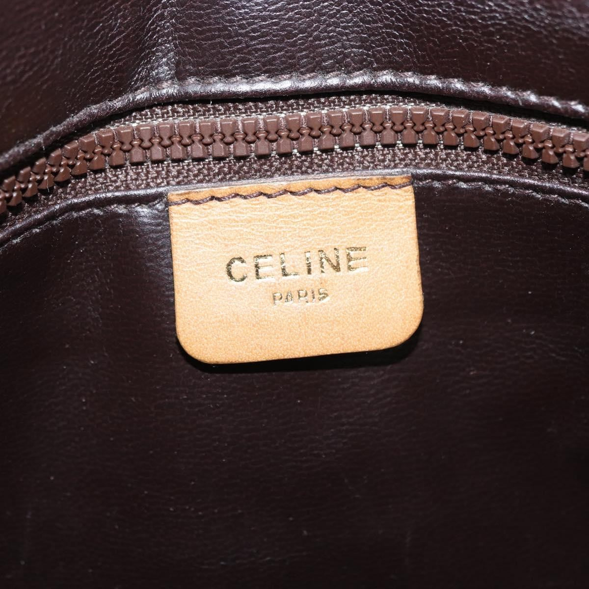 Celine Vintage Macadam Shoulder Bag Canvas and Leather, BEIGE, CANVAS, Shoulder bag