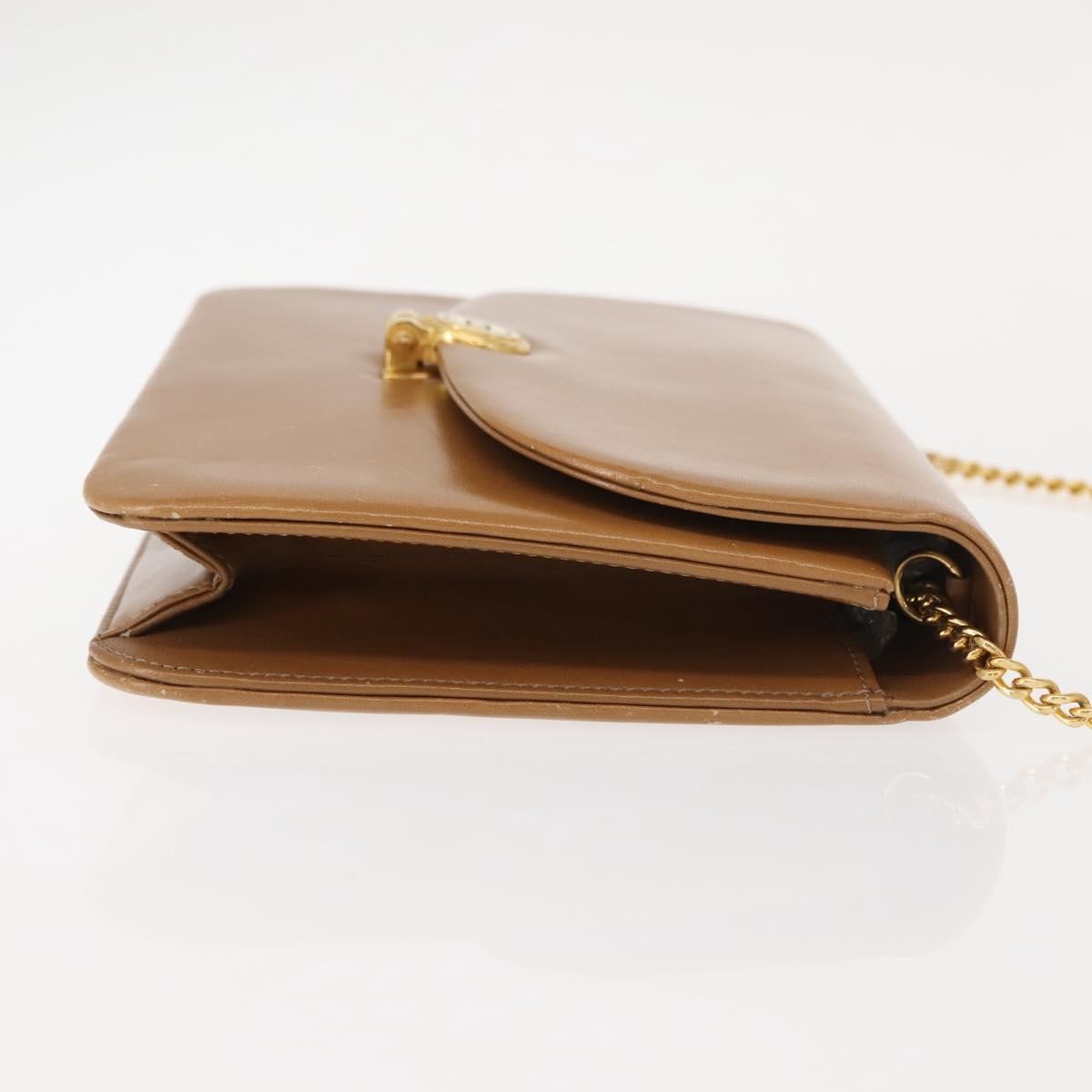 Christian Dior Vintage CD Chain Flap Shoulder Bag Leather, BEIGE, LEATHER, Shoulder bag